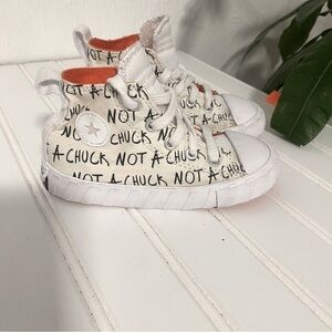 Converse “ Not A Chuck” High Top Sneakers ~ White ~ Orange Bottoms ~Size 8 Kids